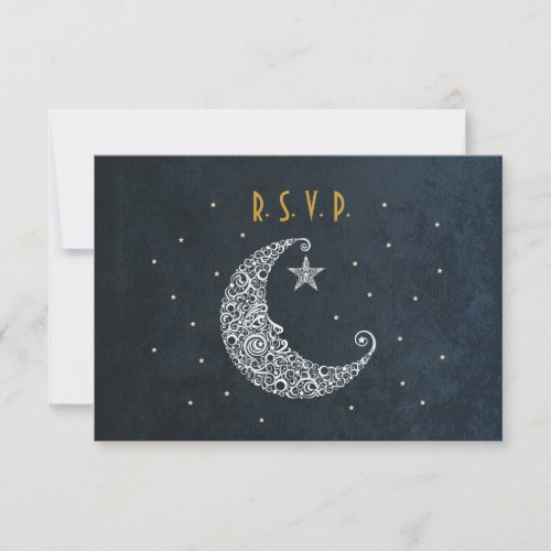 Over the Moon Wedding RSVP card II