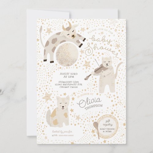 Over the Moon Whimsical Baby Shower Invitation