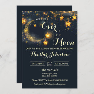 Over The Moon Whimsical Neutral Baby Shower Invitation