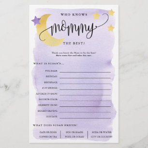 Over the Moon Who Knows Mom Purple Paper Game Card