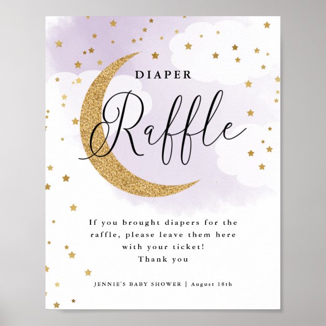 Over the Purple Blue Diaper Raffle Display Shower Poster (Front)