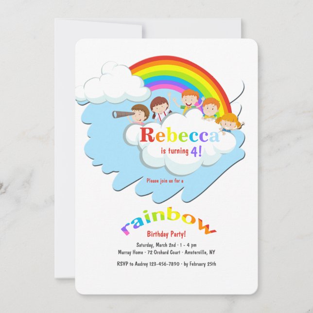 Over the Rainbow Birthday Party Invitation (Front)