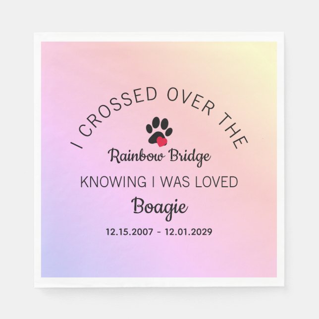 Over The Rainbow Bridge Custom Pet Memorial Napkins (Front)