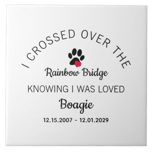 Over The Rainbow Bridge Custom White Pet Memorial Ceramic Tile