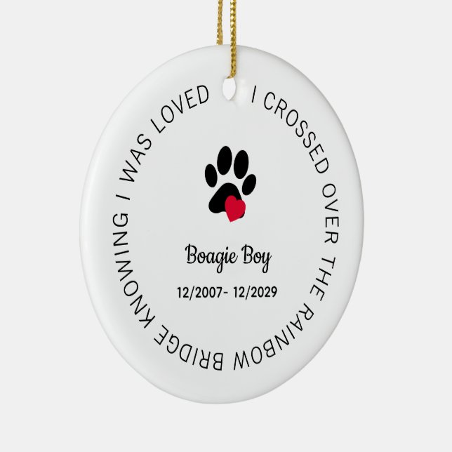 Over The Rainbow Bridge Personalized Pet Memorial Ceramic Ornament (Right)
