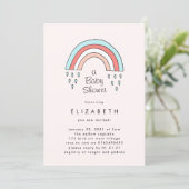 Over The Rainbow Girl Blush Pink Baby Shower Invitation (Standing Front)