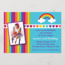 Over the Rainbow Girls Photo Birthday Invitations