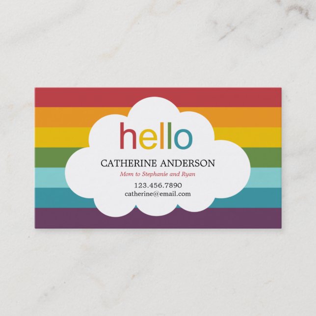 Over The Rainbow Mommy Card / Calling Card (Front)