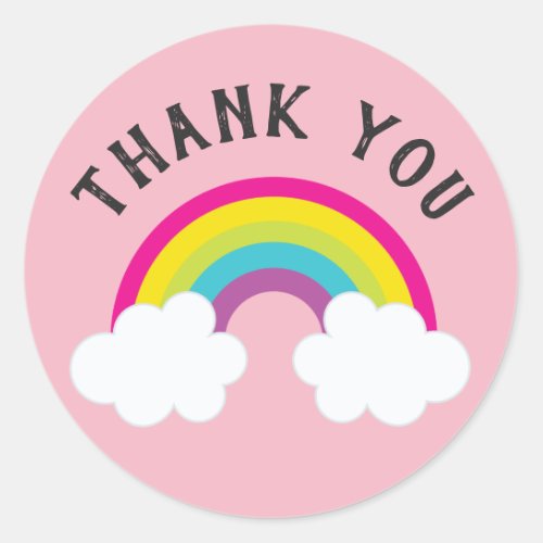 Over The Rainbow Thank You Classic Round Sticker