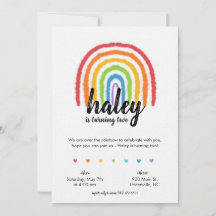 Over The Rainbow Watercolor Birthday Invitation