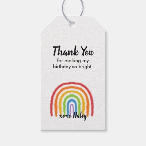 Over The Rainbow Watercolor Birthday Thank You Tag
