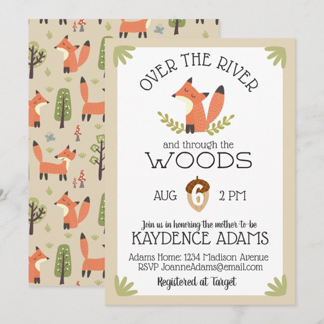 Over the River and Through the Woods Baby Shower Invitation (Front/Back)
