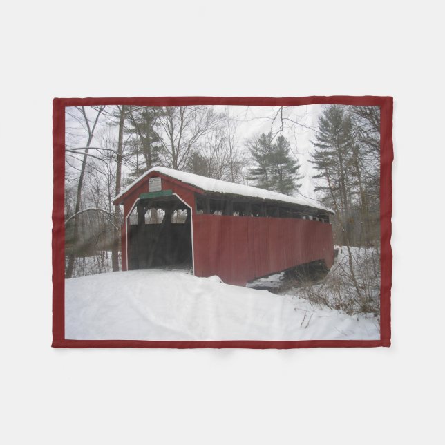 "Over the River and Through the Woods" Fleece Blanket (Front (Horizontal))