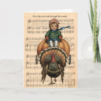 Over The River And Through The Woods - Turkey Holiday Card