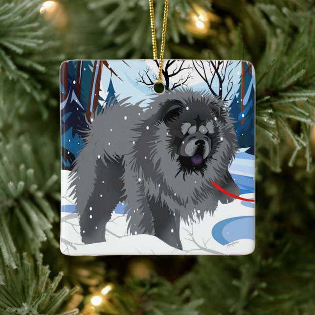 OVER THE RIVER Black Chow 2023 Ornament (Tree)