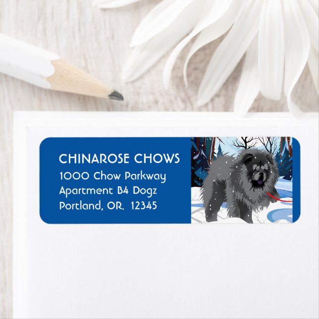 OVER THE RIVER Black chow  Address Label Customize (Insitu)