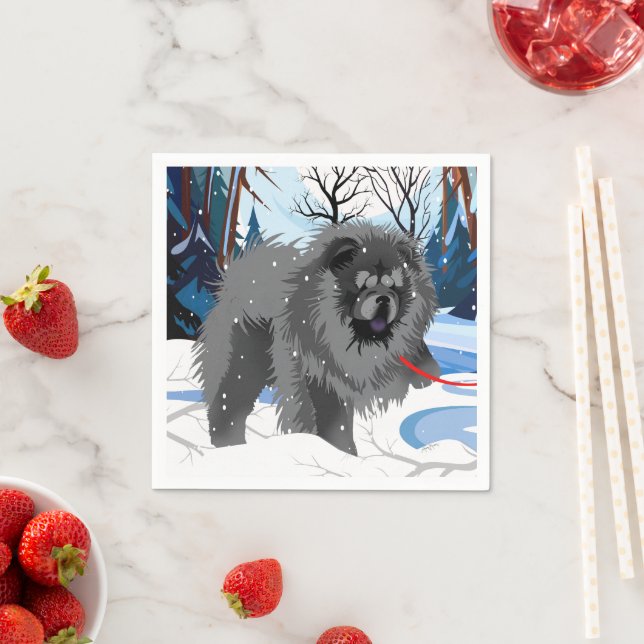 OVER THE RIVER Black Chow  Napkins (Insitu)