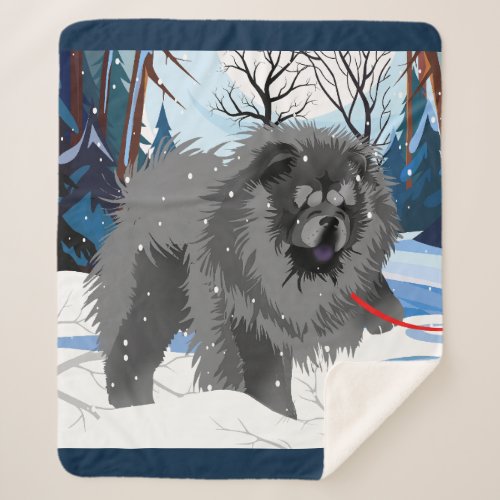 OVER THE RIVER Black Chow Sherpa blanket