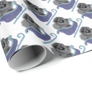 OVER THE RIVER Black Chow wrapping paper