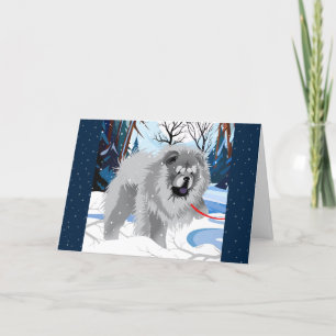 OVER THE RIVER Blue Chow holiday art cards