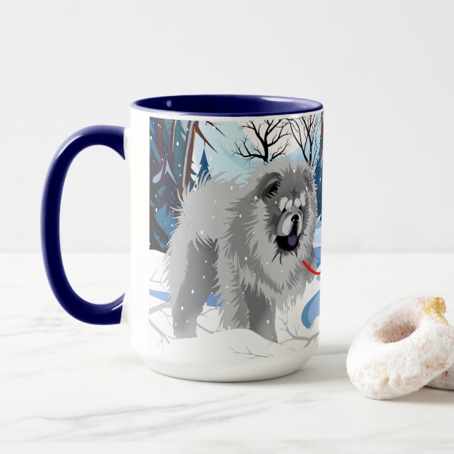 OVER THE RIVER Blue Chow mug (With Donut)