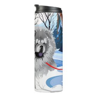 OVER THE RIVER Blue Chow thermal tumbler