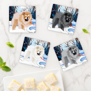 OVER THE RIVER Chow coasters 4 color set