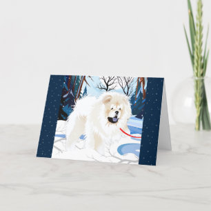 OVER THE RIVER Cream Chow holiday art cards