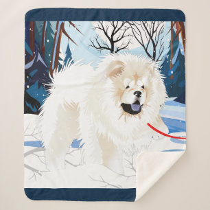 OVER THE RIVER Cream Chow Sherpa blanket