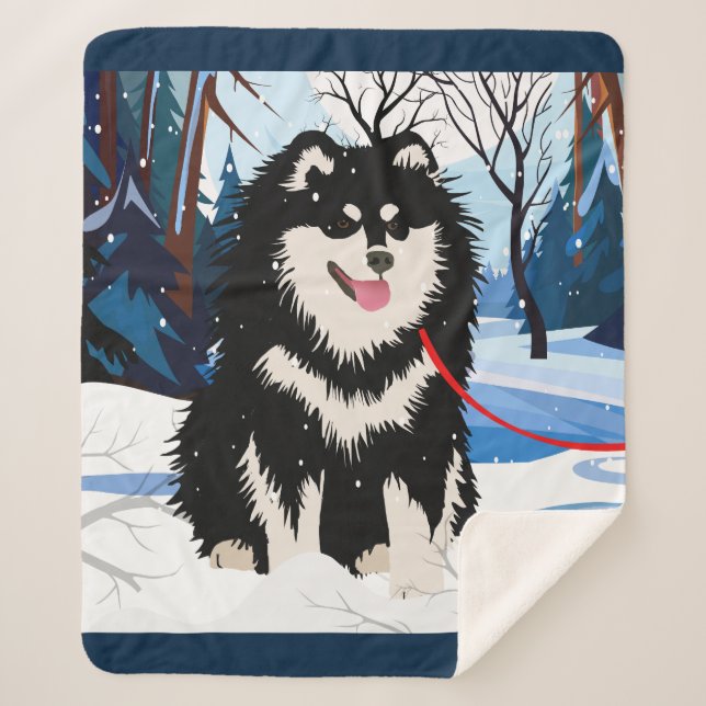 OVER THE RIVER Finnish Lapphund Sherpa blanket (Front)