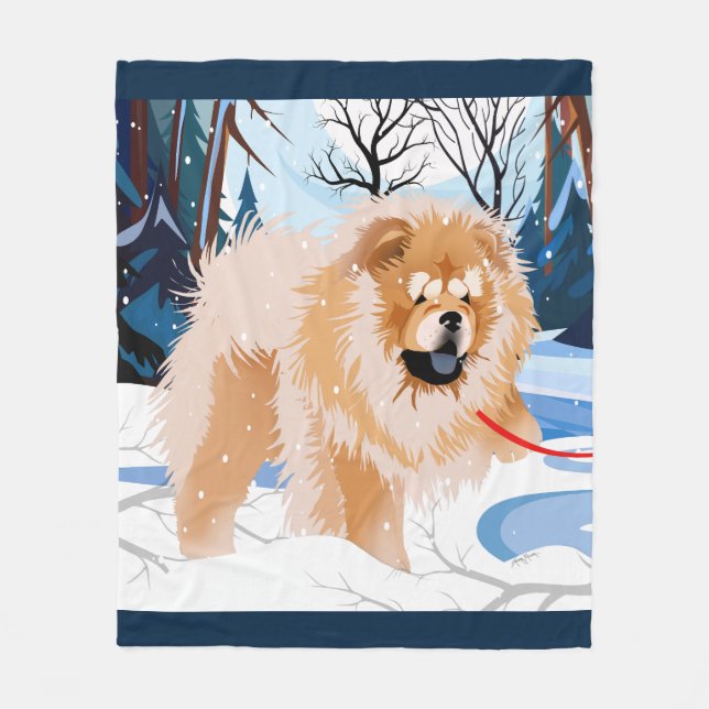 OVER THE RIVER Red Chow Fleece blanket (Front)