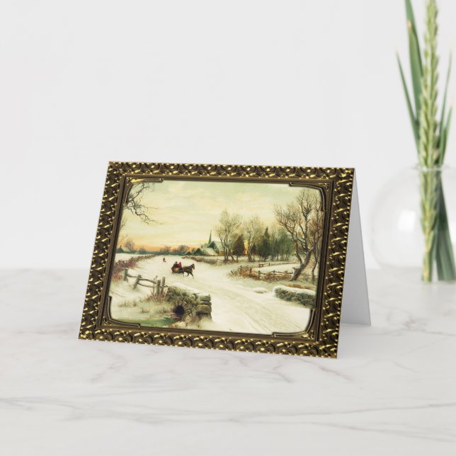 Over The River - Vintage Christmas Card (Front)