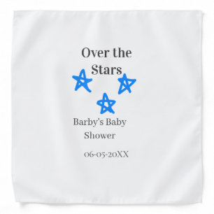 Over the Stars blue gray baby shower name date ele Bandana