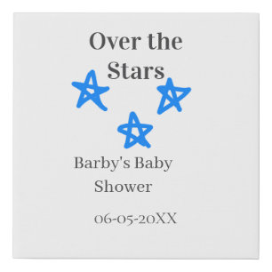 Over the Stars blue gray baby shower name date ele Faux Canvas Print