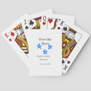 Over the Stars blue gray baby shower name date ele Poker Cards