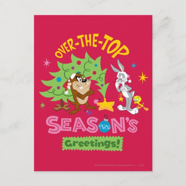 Over The Top Season's Greetings Holiday Postcard (Front)