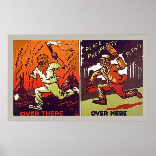 Over There  Over Here  Vintage World War 1 Poster