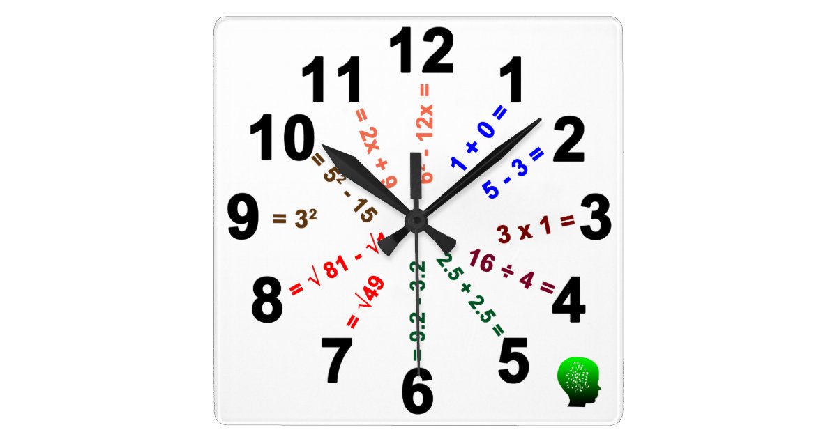 Over Time Math Evolution In The Classroom Square Wall Clock Zazzle