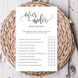 Over Under Baby Shower Editable Paper Game Card