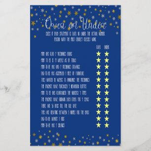 Over Under Little Star Baby Shower Game