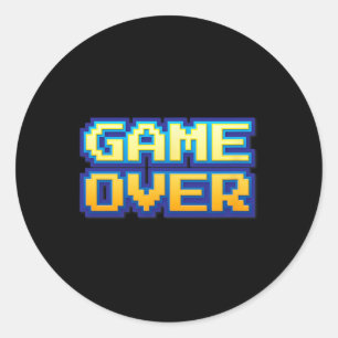 Over Vintage Retro Video Game Arcade 80s 90s Classic Round Sticker