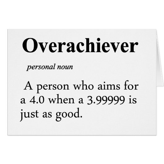 Overachiever Definition Cards (Front Horizontal)