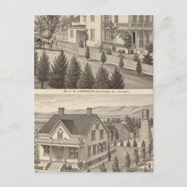 Overacker, Emerson residences Postcard (Front)
