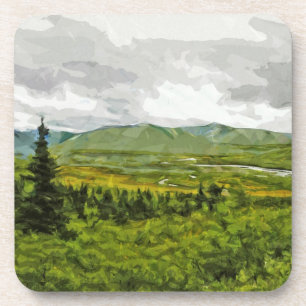 Overcast at Denali National Park Alaska Abstract Drink Coaster
