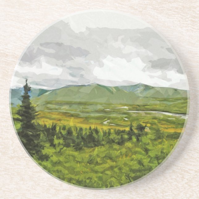 Overcast at Denali National Park Alaska Abstract Drink Coaster (Front)