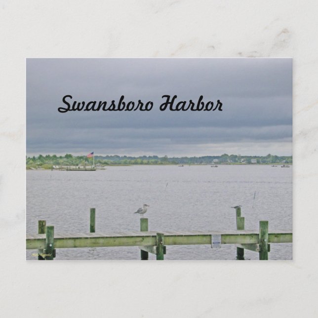 Overcast Day on Swansboro Harbor Postcard (Front)