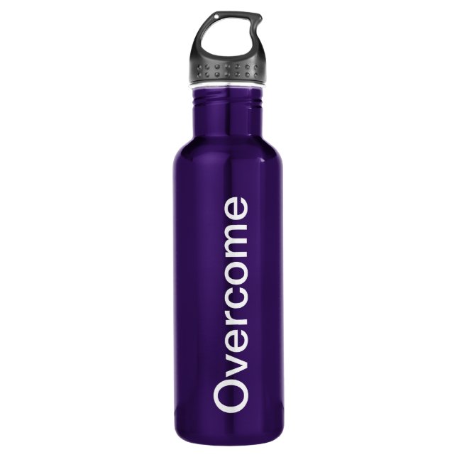"Overcome" 24 oz. Purple aluminum Water Bottle (Front)
