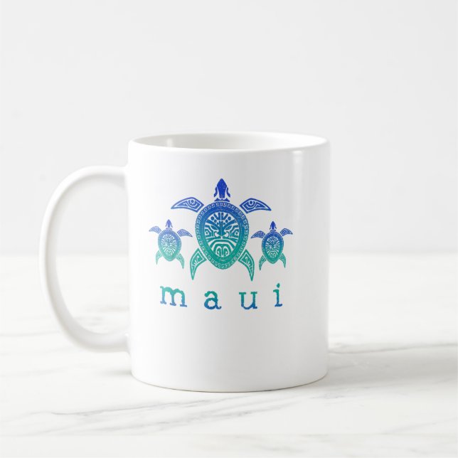 Overcome Hardship Maui - Hawaii Sea Turtles Hawaii Coffee Mug (Left)