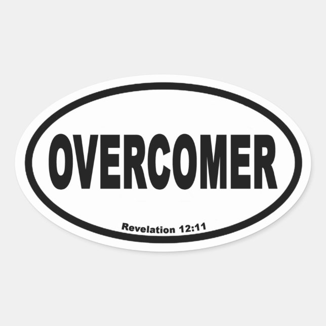 Overcomer Rev 12:11 Euro Style Oval Sticker (Front)