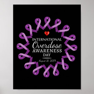 Overdose Awareness Day 2019 Purple Ribbon In Memor Poster